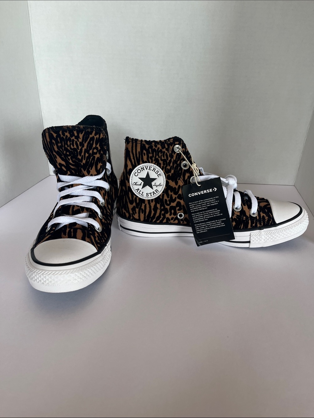 Converse woman’s  High Top Sneakers - Brown Leopard with White